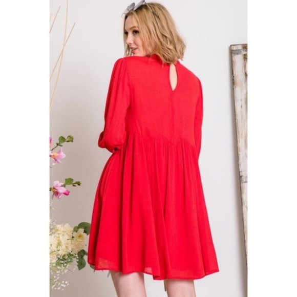 Davi & Dani Detailed Lace Vintage Dress Red - Picture 4 of 11